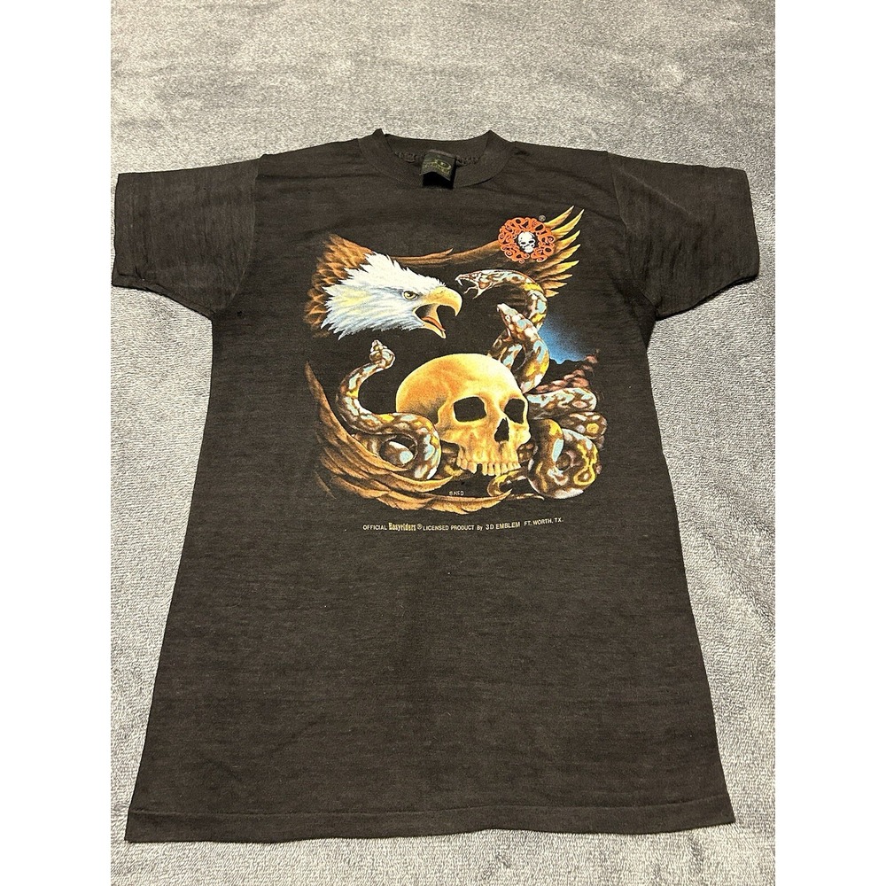 80s VTG 3D Emblem EasyRiders Thin T-shirt Tee HD Harley Sz Small S 1989 Tour